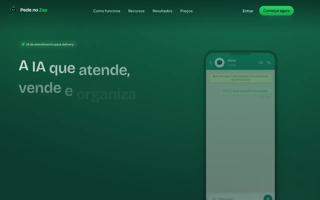Captura do site Pede no Zap